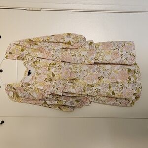 NWOT Yellow and Pink Tiered Floral Dress